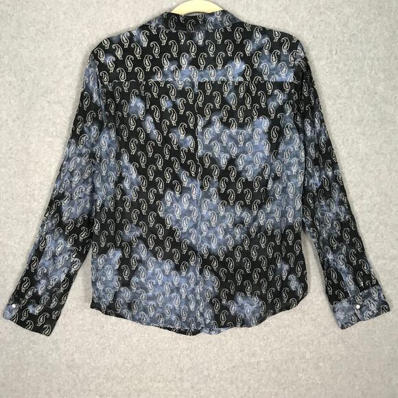 Velvet by Graham Spencer Shirt Womens Medium Blue Paisley Resort Cowgirl Western - Picture 10 of 11